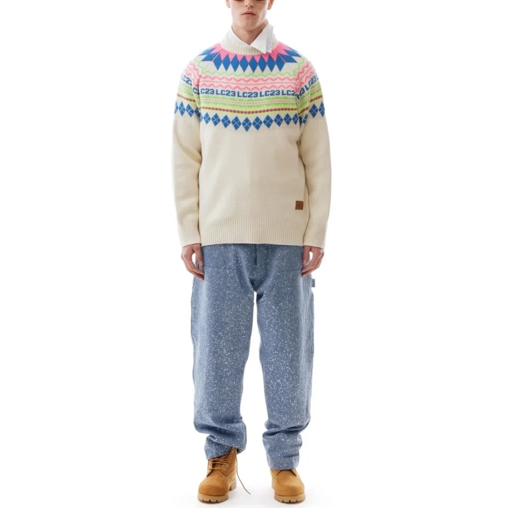 LC23 Norwegian Wool Sweater Sz L In Nudes & Neutrals - Picture 2 of 9